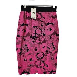 John and Jenn NWT Revolve Pink black knit like pencil skirt.‎ Sz.Sm. Sexy.Floral